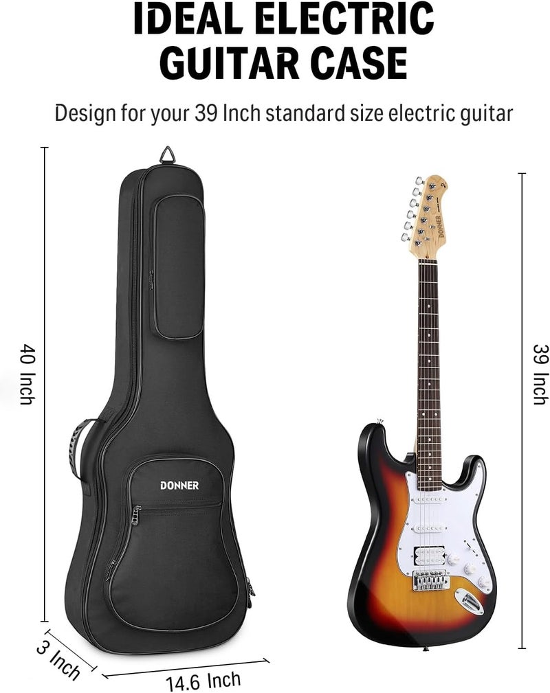 Donner 39 Inch Electric Guitar Bag Gig Bag - Padded Waterproof Nylon Case with Adjustable Strap - Image 2