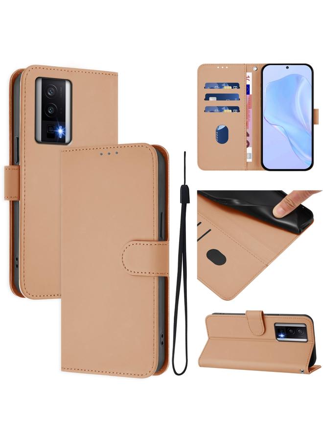 S-TOP Case For Redmi K60 / K60 Pro Skin Feel Solid Color Leather Phone Case with Lanyard - Image 1