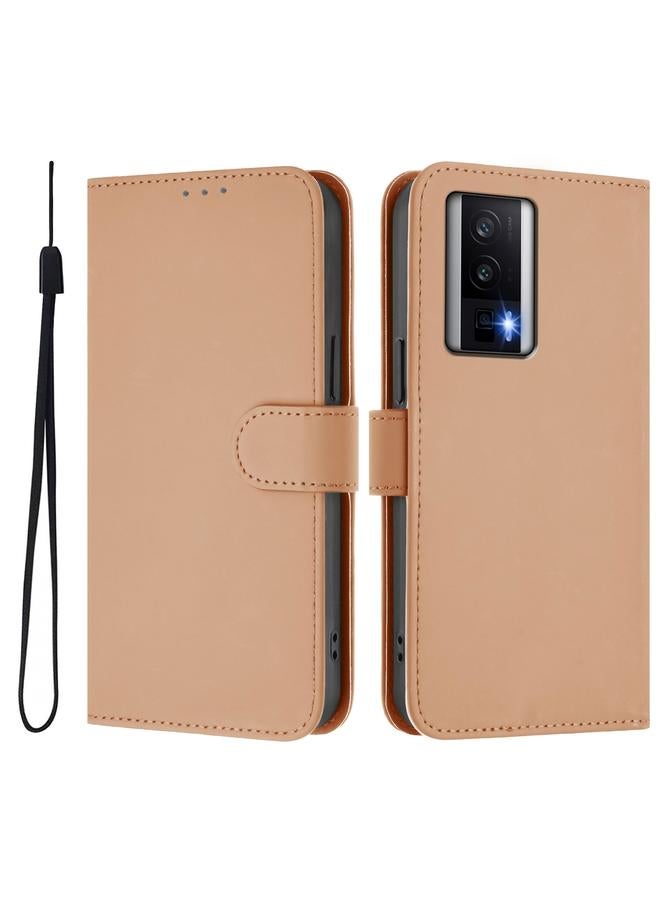 S-TOP Case For Redmi K60 / K60 Pro Skin Feel Solid Color Leather Phone Case with Lanyard - Image 2