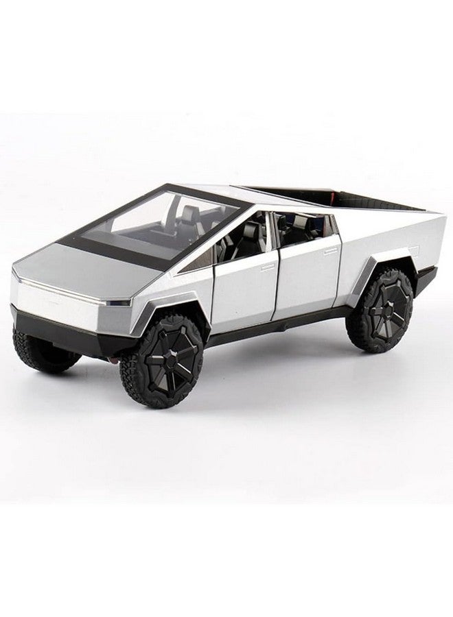 DEUSON ECOM 1:24 Scale Cyber Truck Toy Car for Kids Diecast Metal Model Cars with Light Sound Pull Back and Openable Door Car Toy - Image 1
