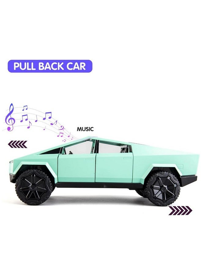 DEUSON ECOM 1:24 Scale Cyber Truck Toy Car for Kids Diecast Metal Model Cars with Light Sound Pull Back and Openable Door Car Toy - Image 3
