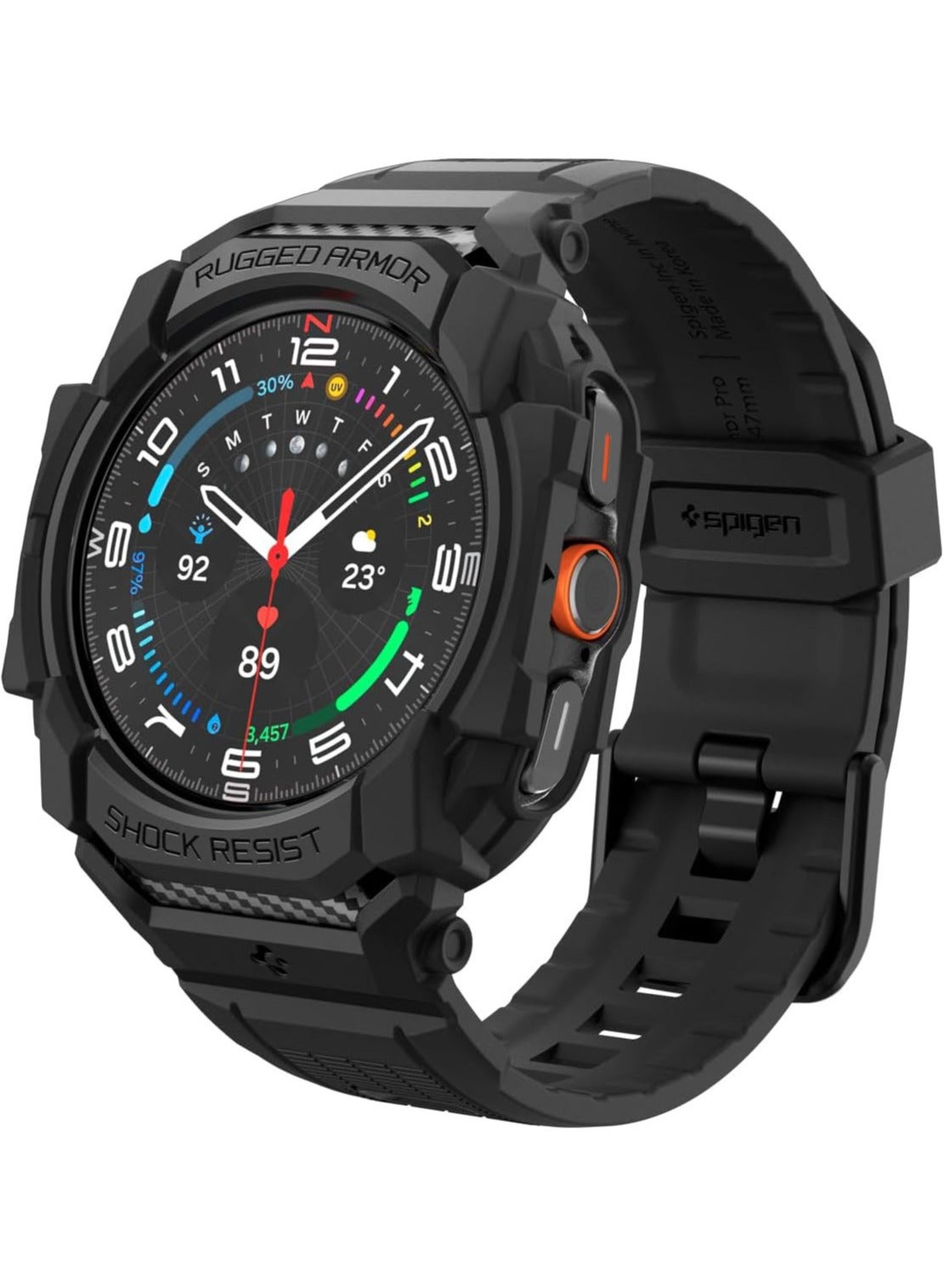 Spigen Rugged Armor Pro for Samsung Galaxy Watch Ultra 47mm Case with Band (2024) - Matte Black