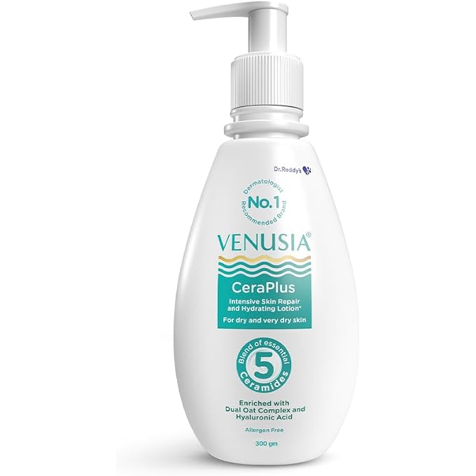 Venusia Ceraplus Lotion for Dry Skin - 5 Essential Ceramides for Deep moisturization & barrier repair I With Oat oil & oat extract,Hyaluronic Acid I Fragrance free body lotion I300gm - Image 1