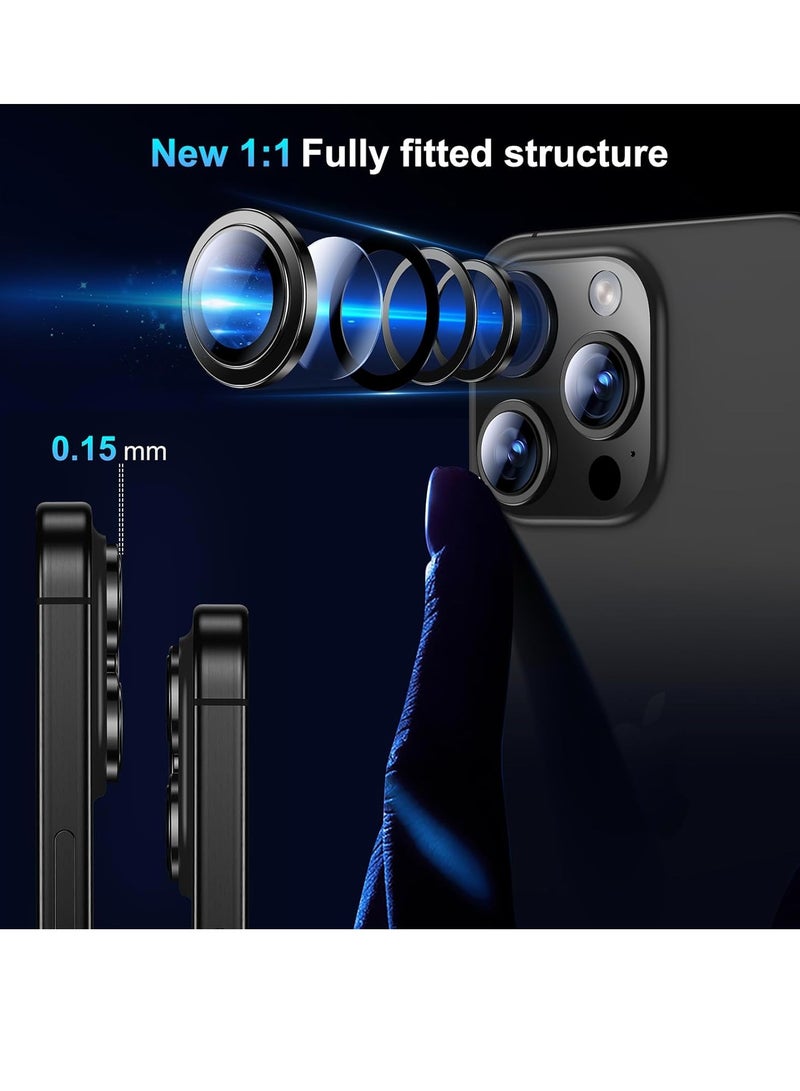 ELTRAZONE iPhone 15 Pro Max/iPhone 15 Pro Camera Lens Protector, [Not Fall Off] 9H Tempered Glass Camera Cover Screen Case Friendly Scratch Resistant Easy to Install – Black Titanium - Image 4