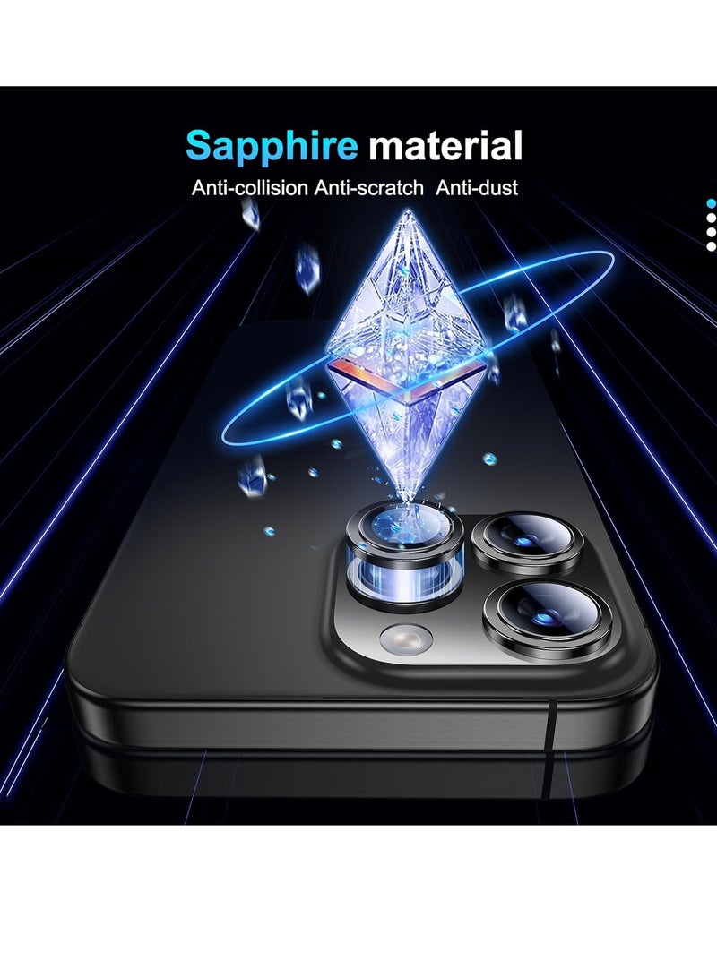 ELTRAZONE iPhone 15 Pro Max/iPhone 15 Pro Camera Lens Protector, [Not Fall Off] 9H Tempered Glass Camera Cover Screen Case Friendly Scratch Resistant Easy to Install – Black Titanium - Image 2