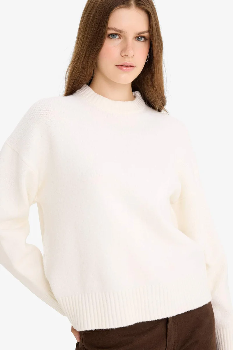 ديفاكتو Oversize Loose Fit Crew Neck Knit Pullover