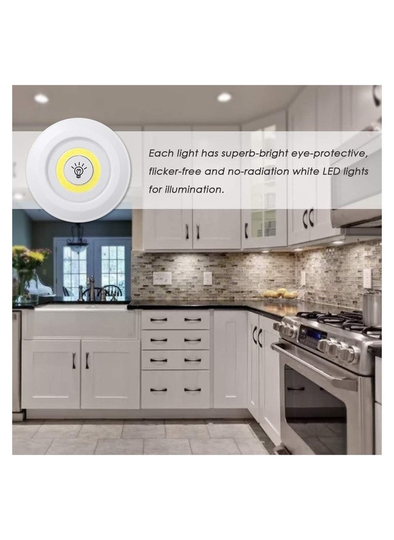 1W COB LED Puck Light 6 Pack with Remote Controller Brightness Adjustable Wireless Dimmable Touch Sensor Control Under Cabinet Lighting Battery Powered. (WHITE, 6 PACK 01) - Image 2