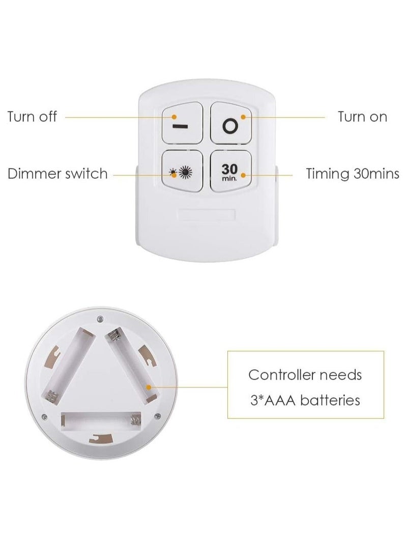 1W COB LED Puck Light 6 Pack with Remote Controller Brightness Adjustable Wireless Dimmable Touch Sensor Control Under Cabinet Lighting Battery Powered. (WHITE, 6 PACK 01) - Image 4