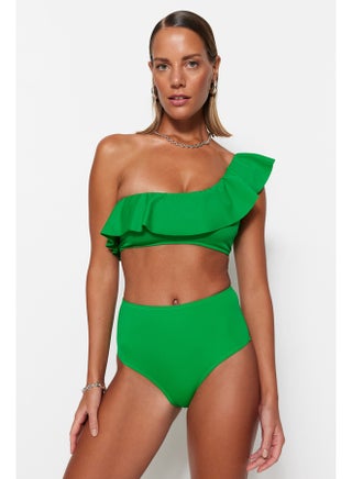 Green High Waist Bikini Bottom TBESS21BA0057