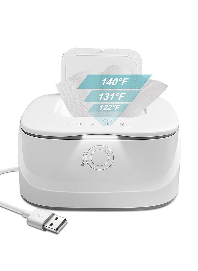 Beauenty Upgraded Baby Wipe Warmer with Spring Holder, 140°F 131°F 122°F Babies Wet Wipes Dispenser Warmer with Night Light, USB Charging Large Capacity Diaper Warmer, Baby Newborn Essentials Must Haves  - Image 1