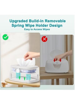 Beauenty Upgraded Baby Wipe Warmer with Spring Holder, 140°F 131°F 122°F Babies Wet Wipes Dispenser Warmer with Night Light, USB Charging Large Capacity Diaper Warmer, Baby Newborn Essentials Must Haves  - Image 5
