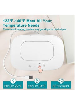 Beauenty Upgraded Baby Wipe Warmer with Spring Holder, 140°F 131°F 122°F Babies Wet Wipes Dispenser Warmer with Night Light, USB Charging Large Capacity Diaper Warmer, Baby Newborn Essentials Must Haves  - Image 2