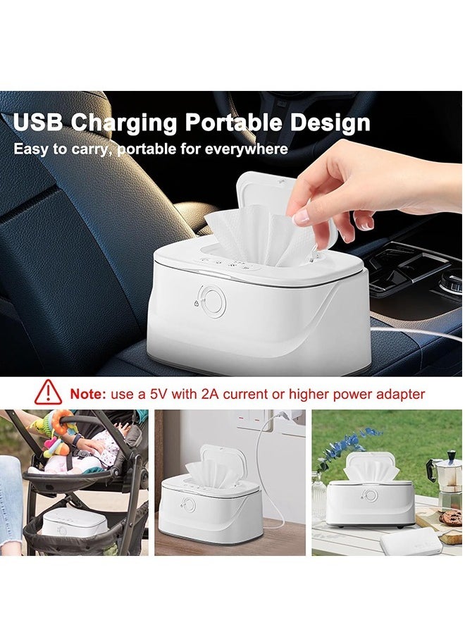 Beauenty Upgraded Baby Wipe Warmer with Spring Holder, 140°F 131°F 122°F Babies Wet Wipes Dispenser Warmer with Night Light, USB Charging Large Capacity Diaper Warmer, Baby Newborn Essentials Must Haves  - Image 3