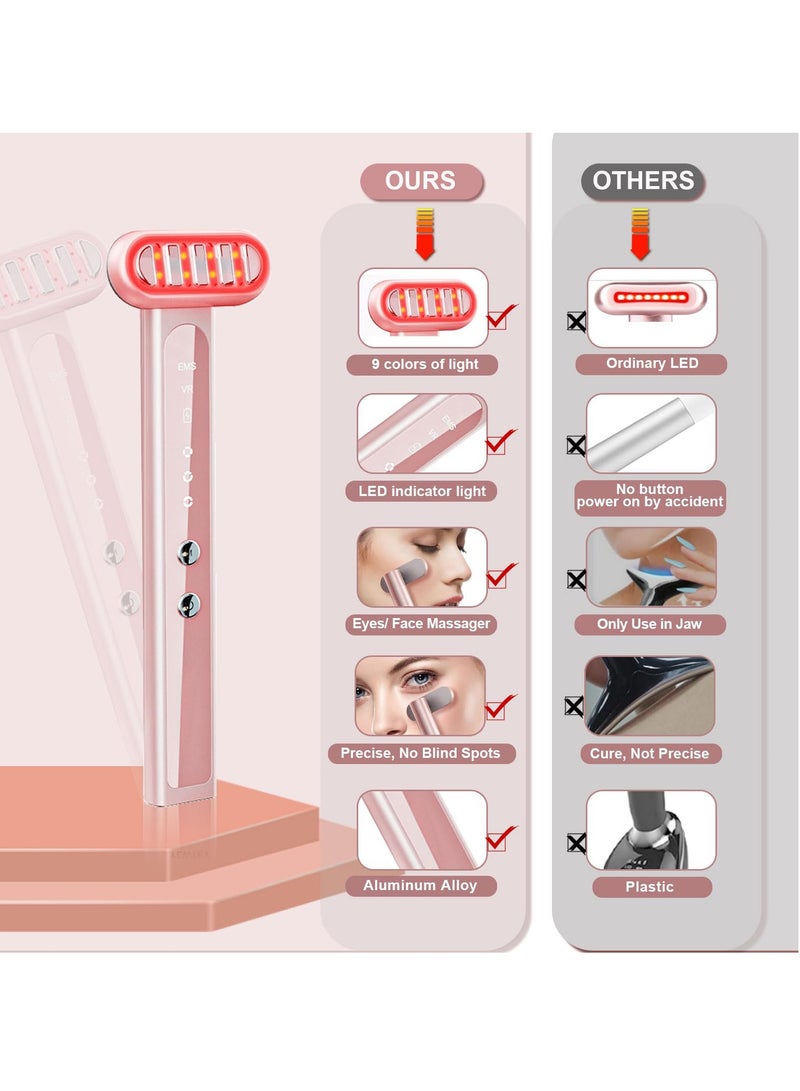 Excefore Light-Therapy-Wand, Red Light Therapy Wand for Face & Eyes & Neck, Rechargeable Led Facial Light Therapy 9 Colors Eye Beauty Wand Face Massager, for Skin Rejuvenation at Home (Pink)  - Image 5