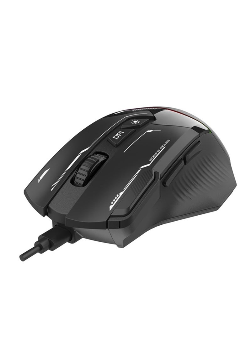 porodo 8D RGB Wired Mouse DPI 7200 Porodo Gaming PDX321 - Black  - Image 2
