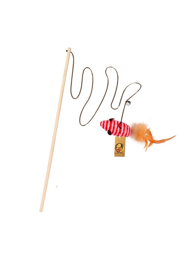 Wooden Teasing Stick For Cats And Kittens (Sisal Mouse Stick) | Interactive Cat Teaser Wand With Stringed Sisal Mouse For Teasing, Playing, Exercise (Size: 40Cm) - Image 1