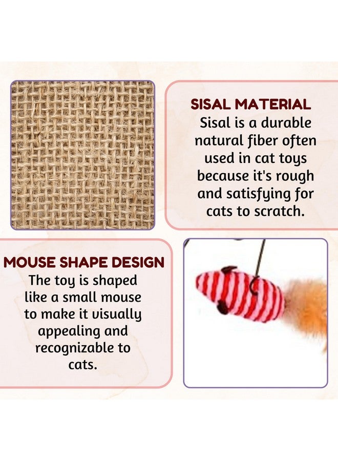 Wooden Teasing Stick For Cats And Kittens (Sisal Mouse Stick) | Interactive Cat Teaser Wand With Stringed Sisal Mouse For Teasing, Playing, Exercise (Size: 40Cm) - Image 4