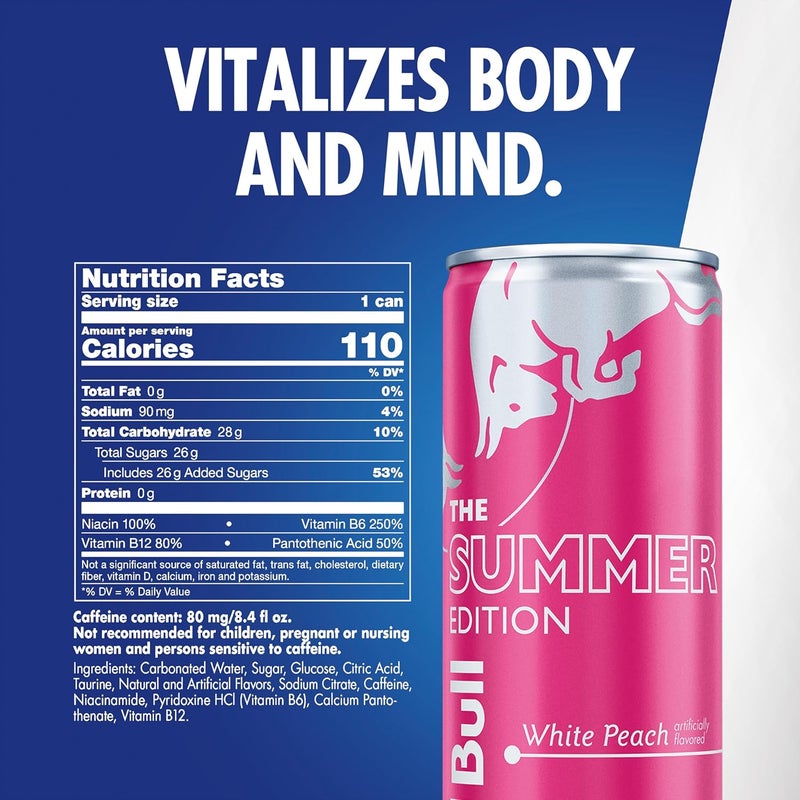 Red Bull White Peach Summer Edition Energy Drink - 8.4 Fl Oz Can - Image 2