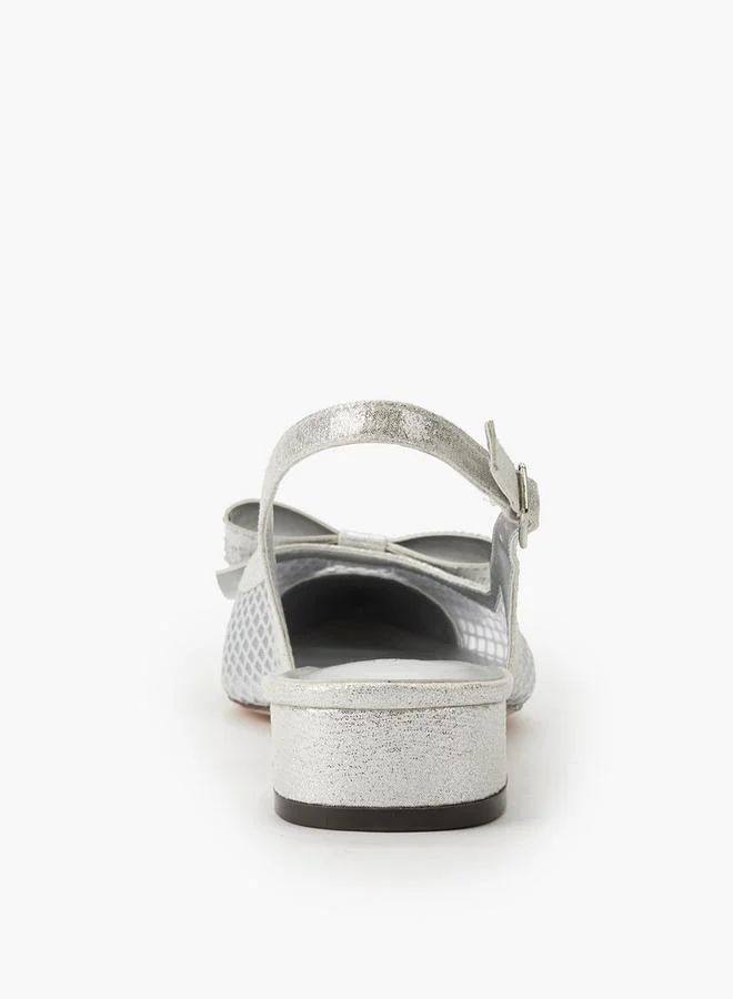 Celeste SILVER Women Bow Embellished Buckle Closure Pointed Toe Shoes for Women | Best Price UAE