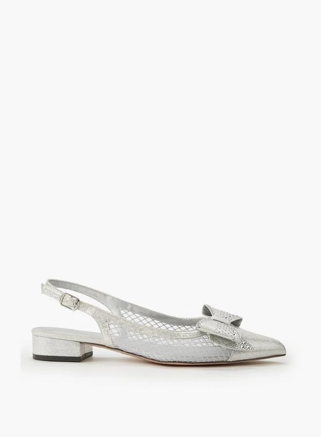 Celeste SILVER Women Bow Embellished Buckle Closure Pointed Toe Shoes for Women | Best Price UAE