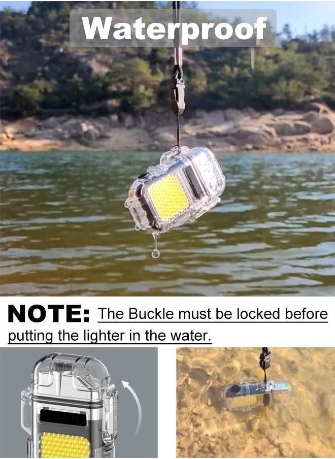 Rewell - Lighter Electric Lighter USB Type C Rechargeable Lighter Dual Arc Lighter Waterproof Windproof Flameless Lighter with Flashlight for Candle Camping Hiking Adventure Black - Image 1