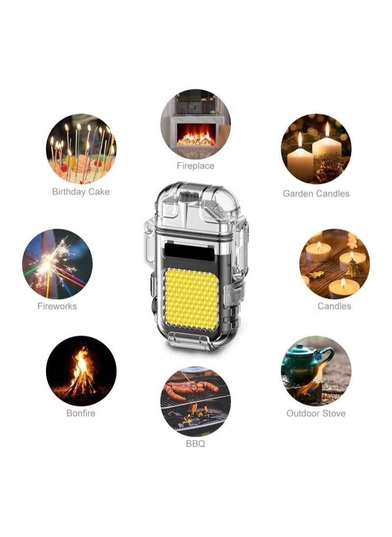 Rewell - Lighter Electric Lighter USB Type C Rechargeable Lighter Dual Arc Lighter Waterproof Windproof Flameless Lighter with Flashlight for Candle Camping Hiking Adventure Black - Image 1