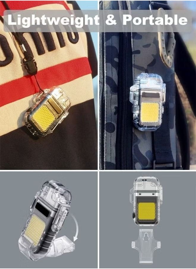 Rewell - Lighter Electric Lighter USB Type C Rechargeable Lighter Dual Arc Lighter Waterproof Windproof Flameless Lighter with Flashlight for Candle Camping Hiking Adventure Black - Image 1