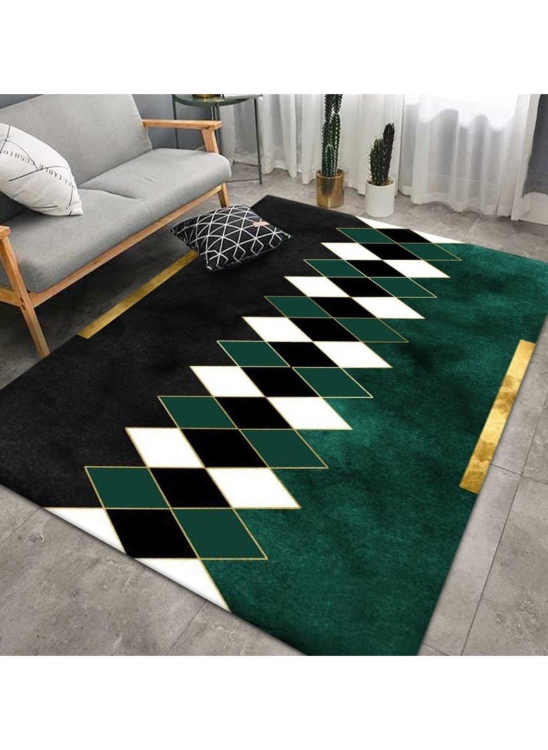 Loquat Squality Polyester Fiber Rectangular Small Fresh Green Series Carpet 