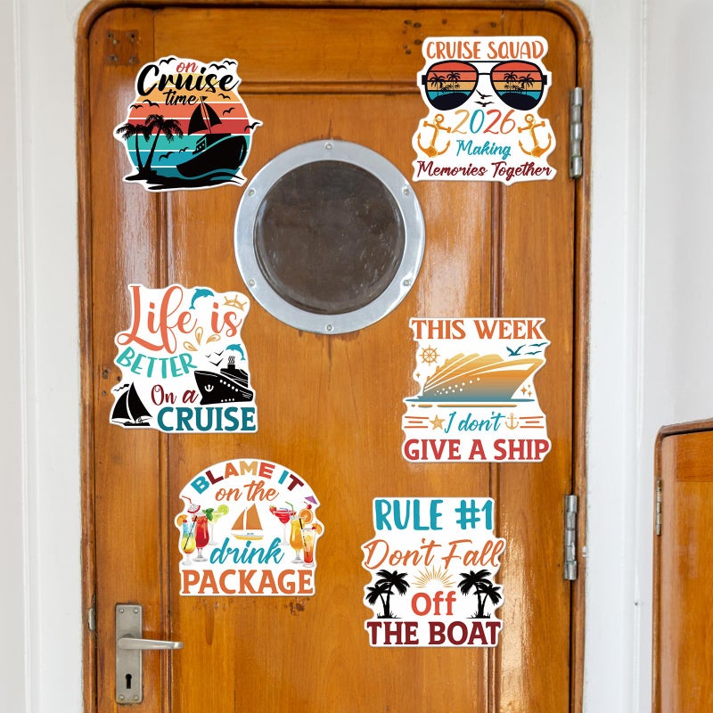 Wxiben Large Cruise Door Decorations Magnetic - Wxiben 6PCS 2026 Sea Navigation Cruise Ship Door Decorations Funny Boat Anchor Tropical Drink Coconut Tree Cruise Door Magnets for Carnival Cabin Fridge Decor - Image 3