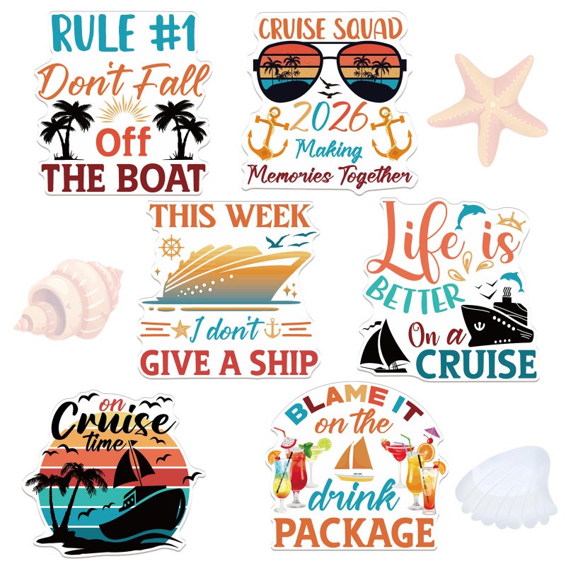 Wxiben Large Cruise Door Decorations Magnetic - Wxiben 6PCS 2026 Sea Navigation Cruise Ship Door Decorations Funny Boat Anchor Tropical Drink Coconut Tree Cruise Door Magnets for Carnival Cabin Fridge Decor - Image 1