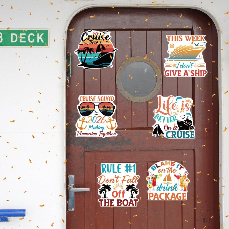 Wxiben Large Cruise Door Decorations Magnetic - Wxiben 6PCS 2026 Sea Navigation Cruise Ship Door Decorations Funny Boat Anchor Tropical Drink Coconut Tree Cruise Door Magnets for Carnival Cabin Fridge Decor - Image 4