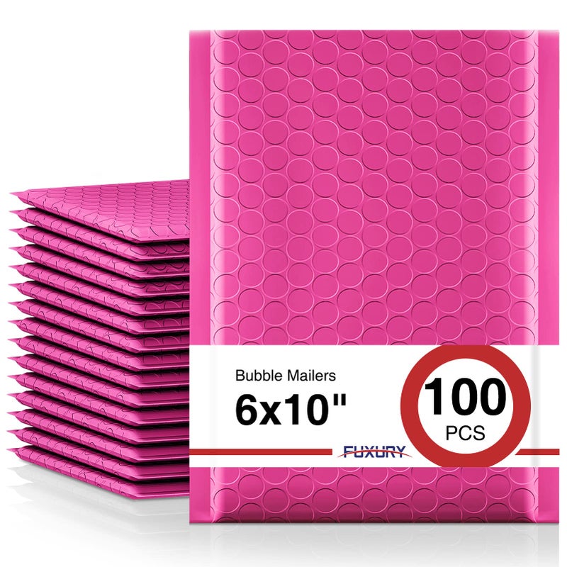 Fuxury Bubble Mailers 6x10" 100 Pack Pink Thick Padded Envelopes Usable Size 6x9" Mailing Envelopes Bubble Padded, Shipping Bags for Mailing,Packaging, Small Business, Boutique, Bulk #0 - Image 1