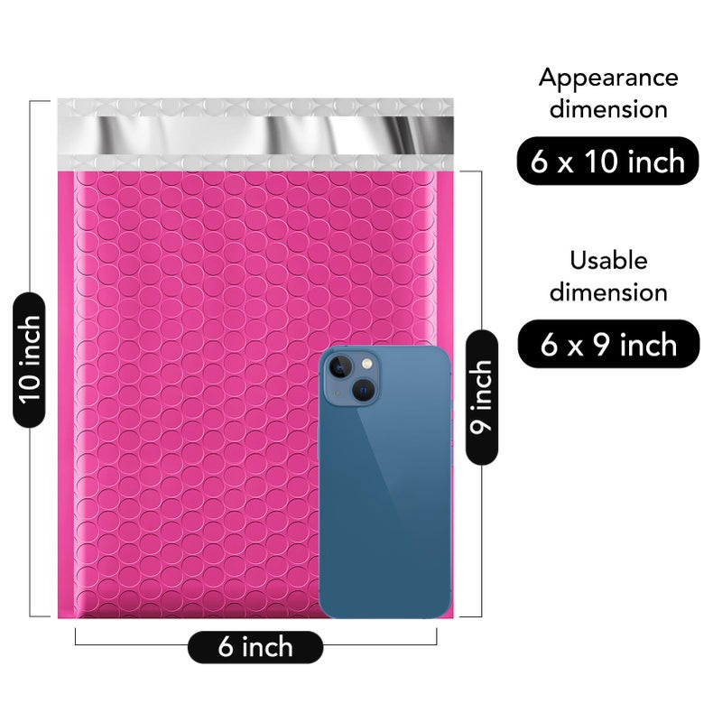Fuxury Bubble Mailers 6x10" 100 Pack Pink Thick Padded Envelopes Usable Size 6x9" Mailing Envelopes Bubble Padded, Shipping Bags for Mailing,Packaging, Small Business, Boutique, Bulk #0 - Image 2