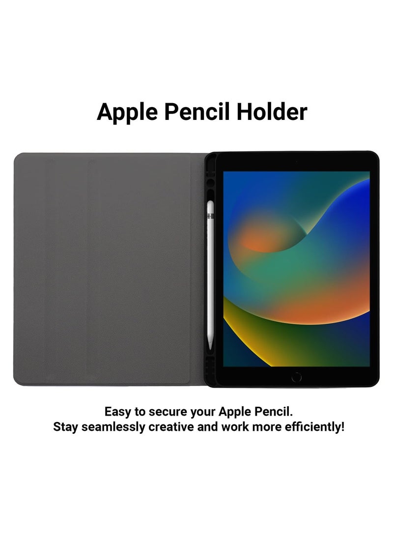 عام حافظة لجهاز iPad الجيل العاشر 2022 بحجم 10.9 بوصة، تتميز بالتشغيل/الإيقاف التلقائي، وتصميم متعدد الزوايا من الجلد الفاخر مع حامل للقلم. - Image 5