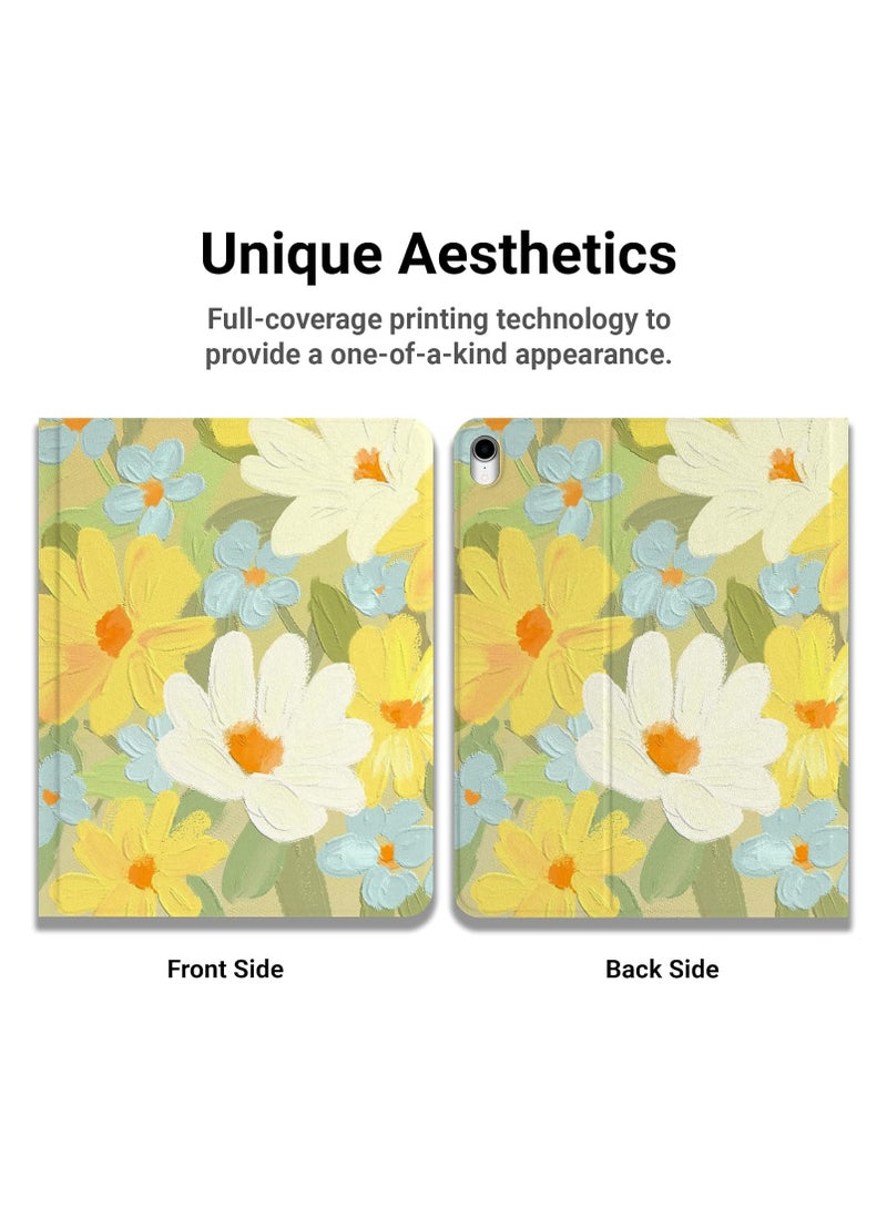 عام حافظة لجهاز iPad الجيل العاشر 2022 بحجم 10.9 بوصة، تتميز بالتشغيل/الإيقاف التلقائي، وتصميم متعدد الزوايا من الجلد الفاخر مع حامل للقلم. - Image 3