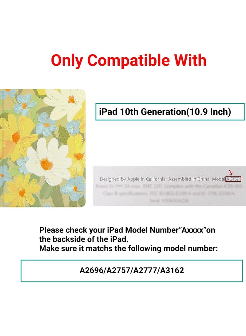 عام حافظة لجهاز iPad الجيل العاشر 2022 بحجم 10.9 بوصة، تتميز بالتشغيل/الإيقاف التلقائي، وتصميم متعدد الزوايا من الجلد الفاخر مع حامل للقلم. - Image 2