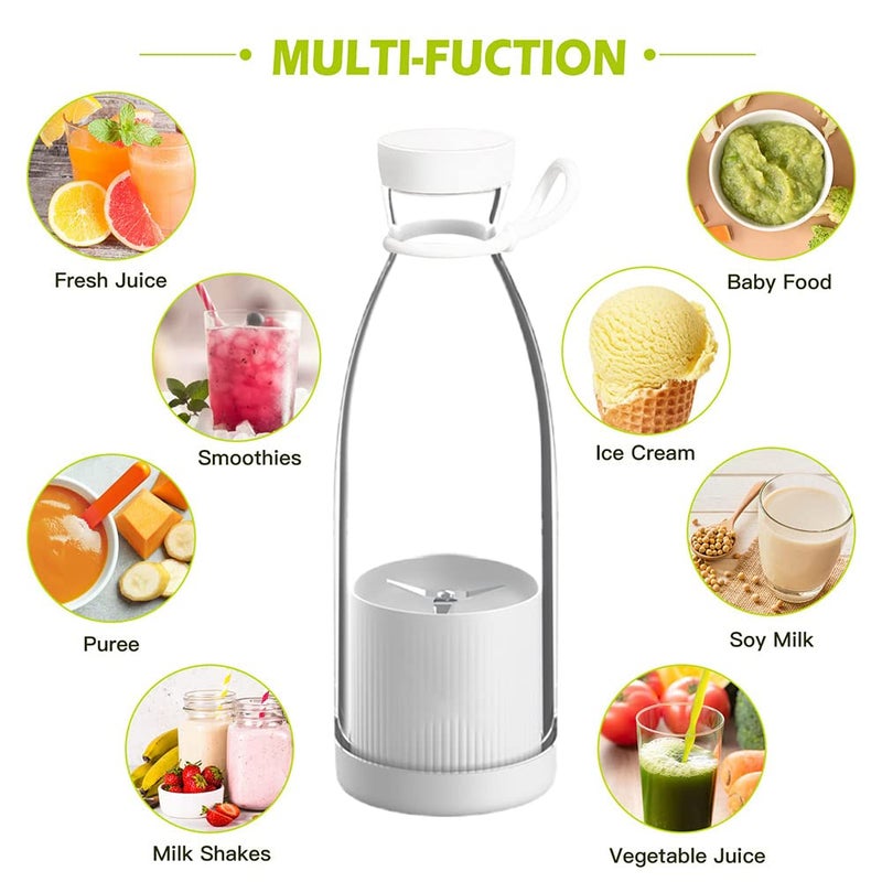 Marrone Portable Blender Mini Jug Blenders Multifunctional Fruit Mixer Mini Blender for Smoothie Fresh Juice Blender Milk Shakes 350ml HomeGymTravel White - Image 5