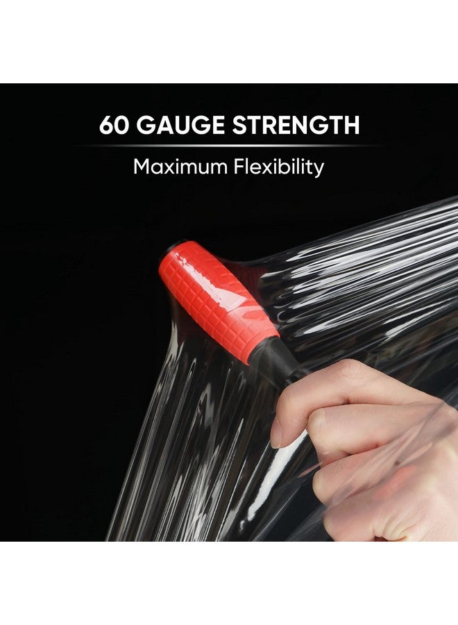 تيكون لفة فيلم مطاطية قابلة للتمدد 1000 قدم 60 مقياس القوة الصناعية 15 بوصة غلاف بلاستيكي شفاف واسع مع مقابض لتغليف البليت ونقل الشحن - Image 3