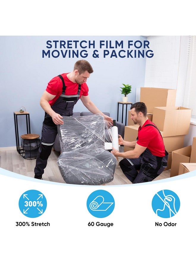 تيكون لفة فيلم مطاطية قابلة للتمدد 1000 قدم 60 مقياس القوة الصناعية 15 بوصة غلاف بلاستيكي شفاف واسع مع مقابض لتغليف البليت ونقل الشحن - Image 5