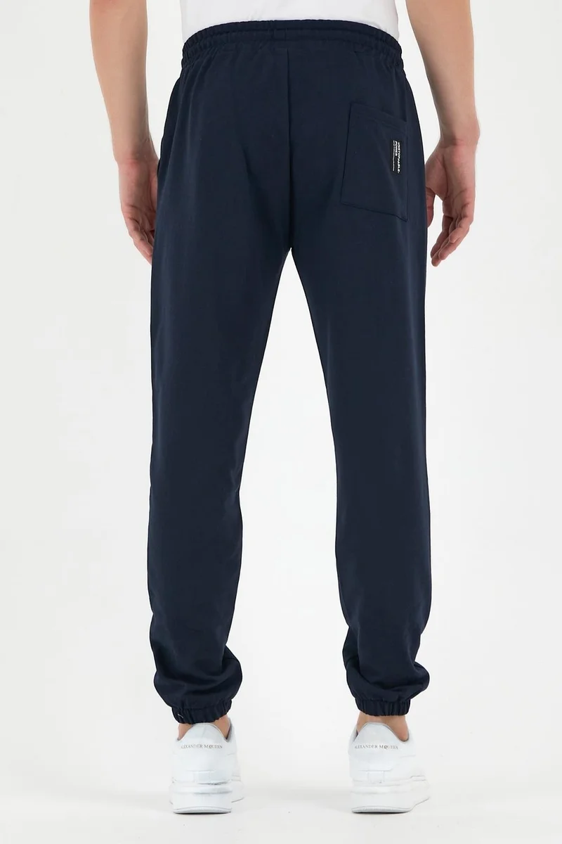 ميتاليك Navy Blue Men's Tracksuit Bottoms Labeled Back and Side Pockets Regular Fit Elastic Legs