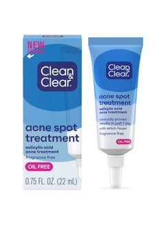 Clean & Clear Clean & Clear Acne Spot Treatment Gel Cream with 2% Salicylic Acid, Oil-Free Topical Acne Treatment with Witch Hazel for Clinically Proven Results in 1 Day, Fragrance Free, 0.75 fl. oz  - Image 1