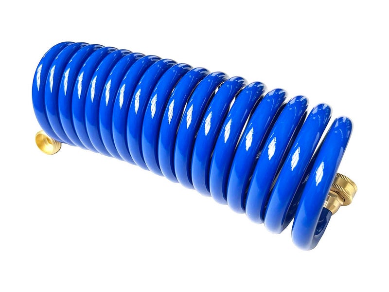 SANFU PU Recoil Garden Water Hose 3/8"ID(9.5 x 12.7mm) x 15ft Premium with 3/4"Inch Brass Fittings Retractable, Outdoor Patio Hose Marine&Boat, Blue(15') - Image 1