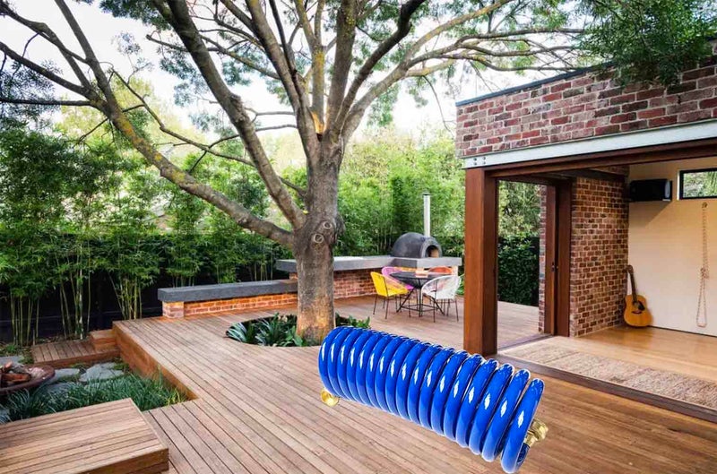 SANFU PU Recoil Garden Water Hose 3/8"ID(9.5 x 12.7mm) x 15ft Premium with 3/4"Inch Brass Fittings Retractable, Outdoor Patio Hose Marine&Boat, Blue(15') - Image 5