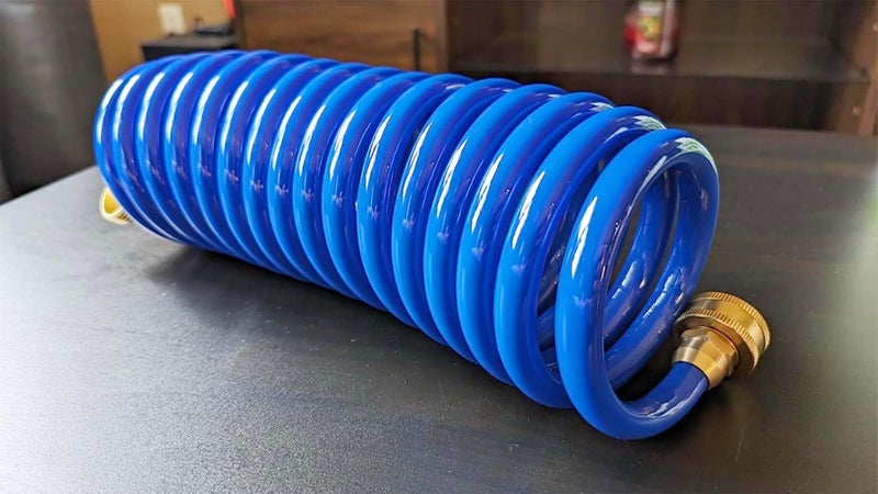 SANFU PU Recoil Garden Water Hose 3/8"ID(9.5 x 12.7mm) x 15ft Premium with 3/4"Inch Brass Fittings Retractable, Outdoor Patio Hose Marine&Boat, Blue(15') - Image 3