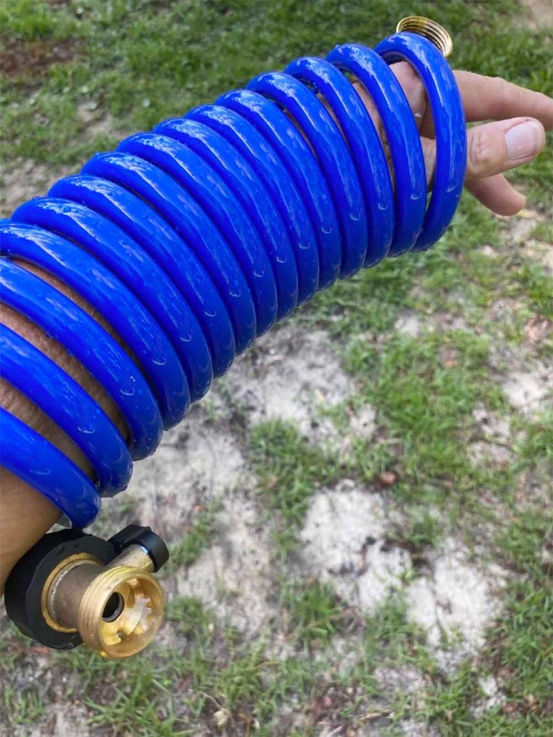 SANFU PU Recoil Garden Water Hose 3/8"ID(9.5 x 12.7mm) x 15ft Premium with 3/4"Inch Brass Fittings Retractable, Outdoor Patio Hose Marine&Boat, Blue(15') - Image 4