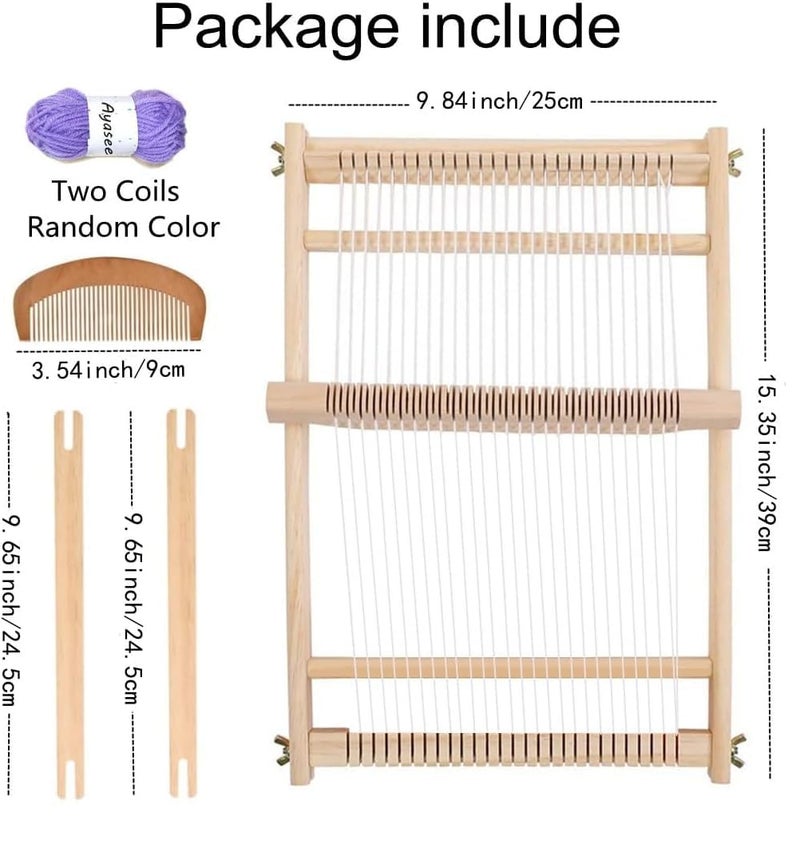 RRigo Weaving Loom Kit, 15.7" H x 11.8" W Wooden Tapestry Looms, Large Weaving Frame to Handcraft for Beginners, Came Pre-Warped for Quick Start - Image 2