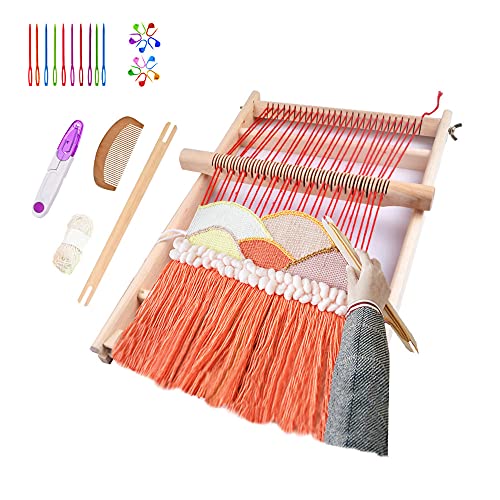 RRigo Weaving Loom Kit, 15.7" H x 11.8" W Wooden Tapestry Looms, Large Weaving Frame to Handcraft for Beginners, Came Pre-Warped for Quick Start - Image 1