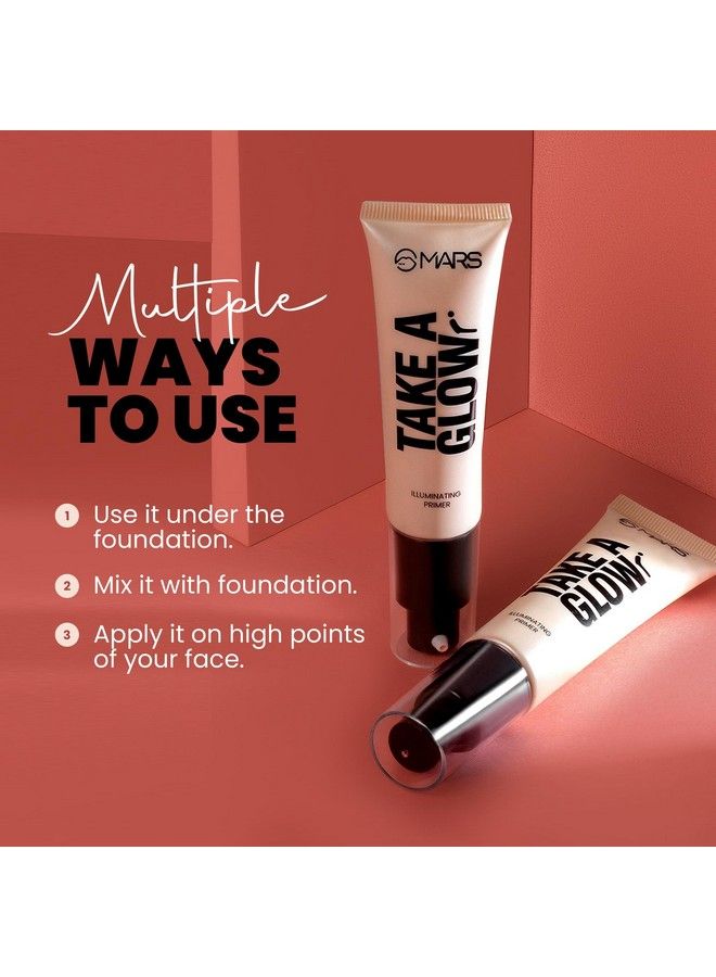 Mars برايمر مضيء "تيك أ Glow"؛ يخفي المسام؛ برايمر بلمسة رطبة لمكياج الوجه (30 مل) 02 شعاع الضوء - Image 4