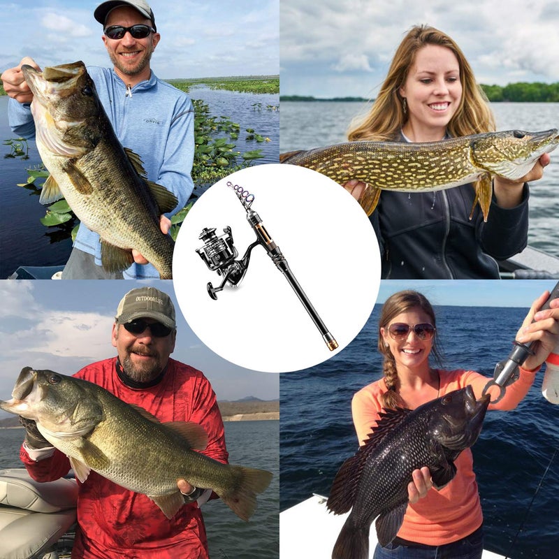 BlueFire Fishing Rod Kit, Carbon Fiber Telescopic Fishing Pole and Reel Combo with Spinning Reel, Line, Lure, Hooks and Carrier Bag, Fishing Gear Set for Beginner Adults Saltwater Freshwater(2.1M) - Image 5