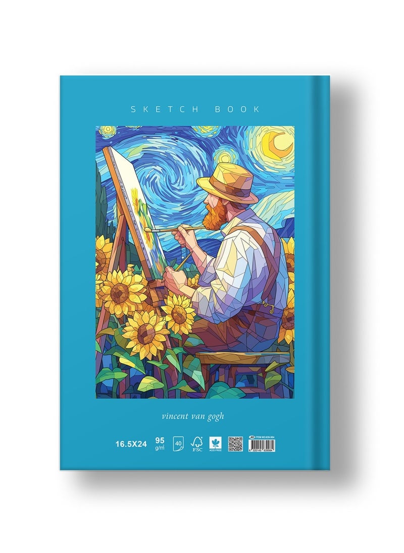 Smart Vincent Van Gogh High Quality Sketchbook 40 Light cream Sheets Size 24x16.50cm 95gm For Drawing, Art - Multi Color - By Smart  - Image 2